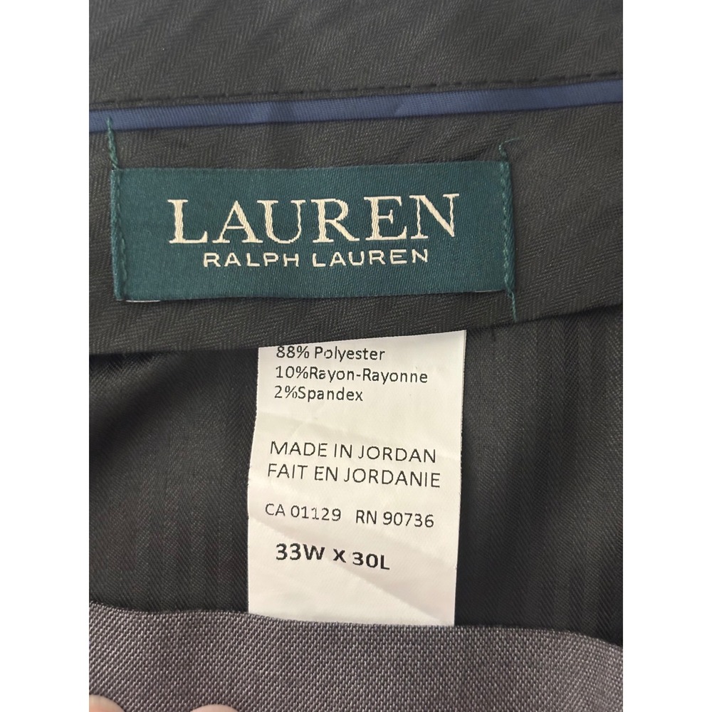 Lauren Ralph Lauren Dress Pants Mens 35 x 30 Grey Flat Front Classic Excellent